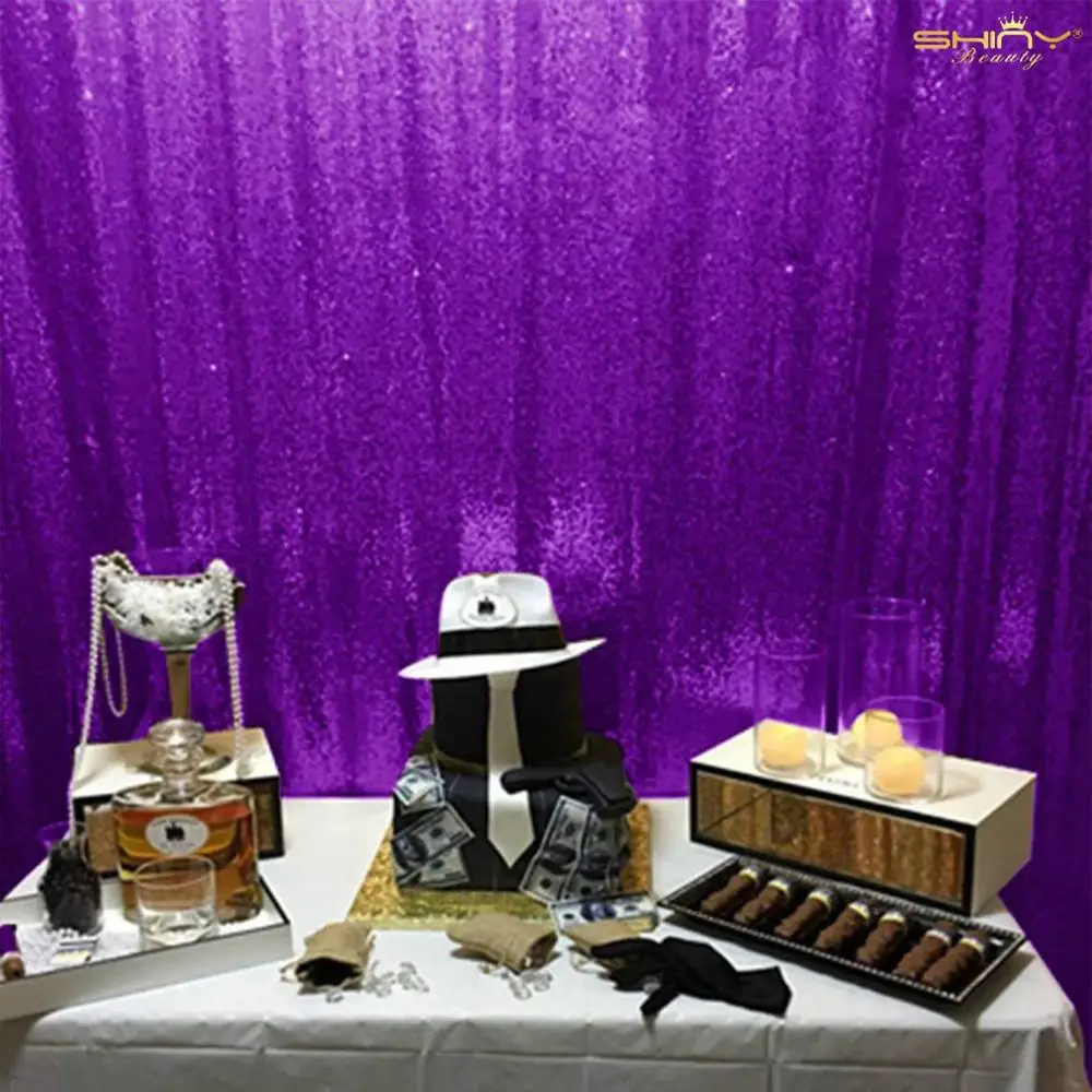 

48x84 Inch Glitter Curtains Prom Backdrop Purple Photobooth Background Stage Decoration Fabric-M190924
