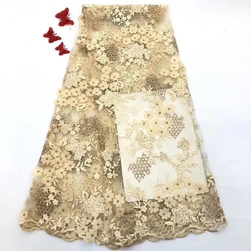 light khaki Последние французские швейцарские тюли 3D кружевные ткани африканская вуаль кружевная ткань Свадебные платья нигерийские кружевные ткани - Цвет: light khaki