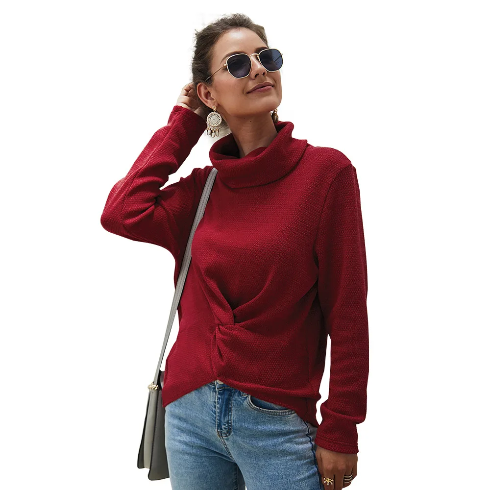 

turtleneck knitting pullovers sweaters long sleeve fashion Solid color simplee top designer women's new 2019 autumn sweater