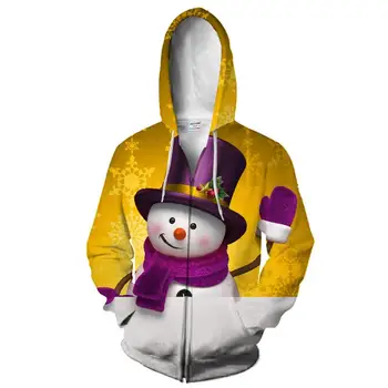 

Christmas series 3D snowman print 3D hooded jacket zipper hoodie men's winter new jacket casual zipper shirt