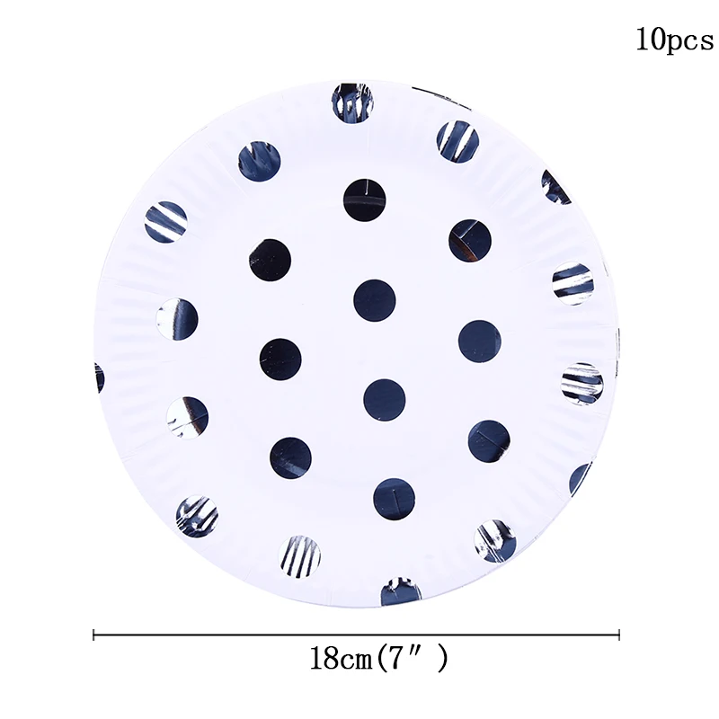 10 шт. 350 мл Серебряный флэш Стиль холостяк Singleism День Рождения украшения для взрослых детей принадлежности бумажные одноразовые столовые приборы чашки - Цвет: 10pcs plates