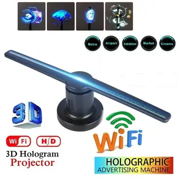 

3D LED WiFi Holographic Projector Light Advertising Display Fan Holographic Imaging Lamp 3D Remote Hologram Player