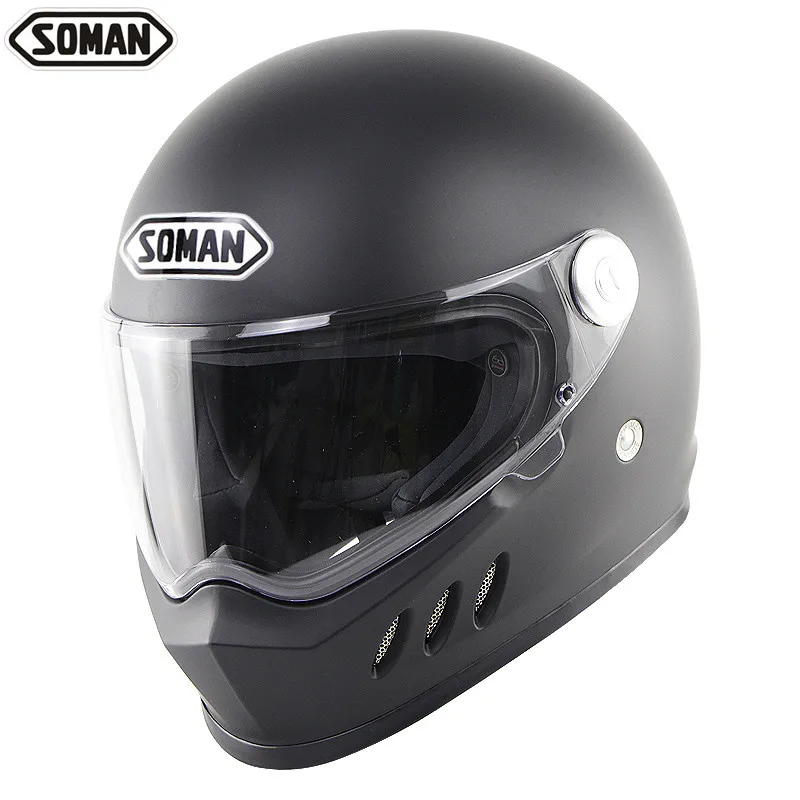 

Soman Racing Helmet Full Face Ventilated Cascos Flip Up Retro Helmets Integral Moto Vintage Modular Kask Para Moto Motorhelm Man