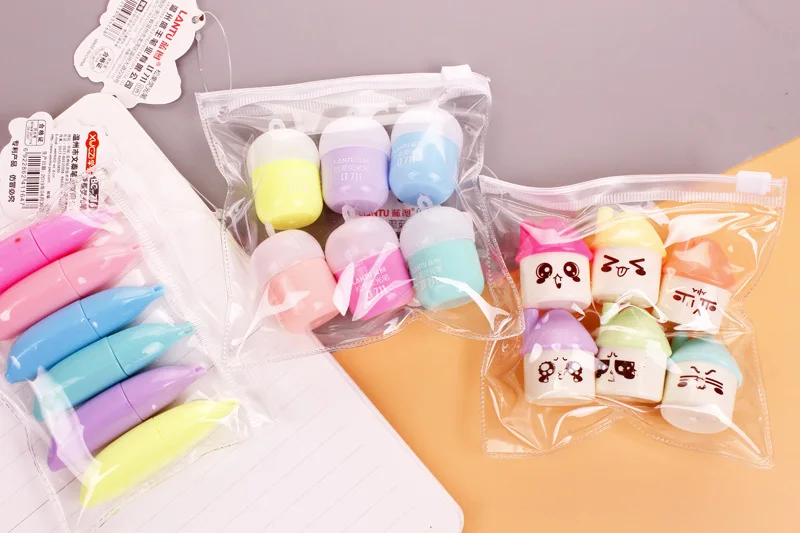 6 шт./партия, мини-маркеры Kawaii, 6 цветов, маркеры для рисования, школьные принадлежности, канцелярские принадлежности, подарок