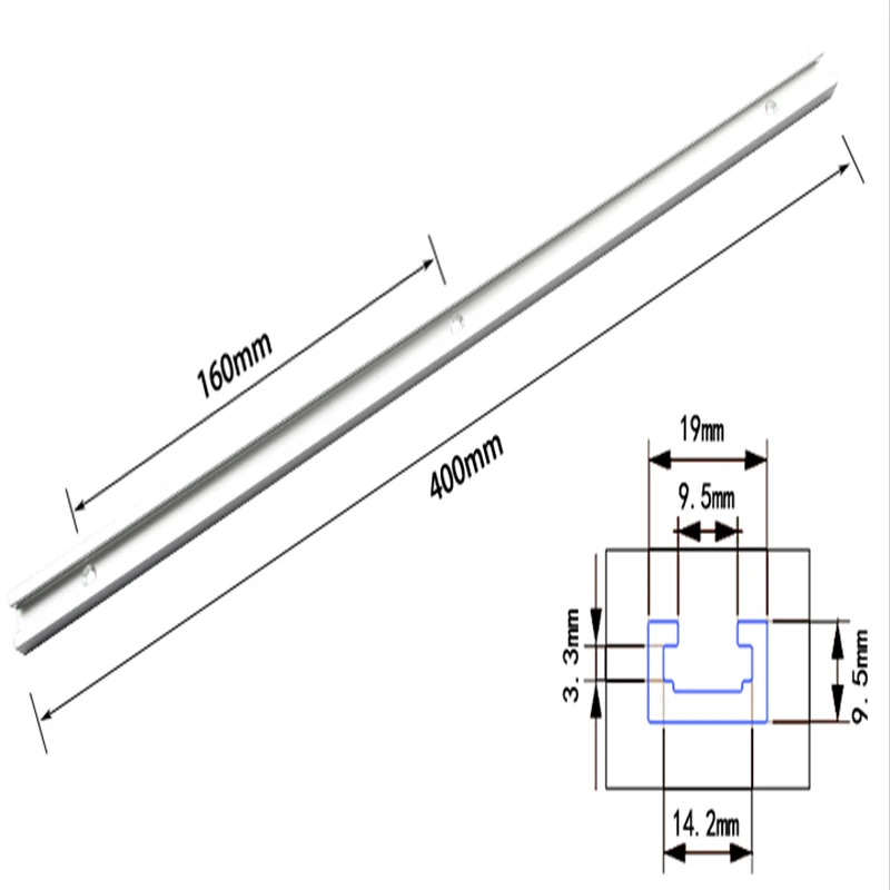 Leokk Т-треки мини т-слот алюминиевый торцовочный трек джиг приспособление слот для строительства различных джигов - Цвет: 400mm