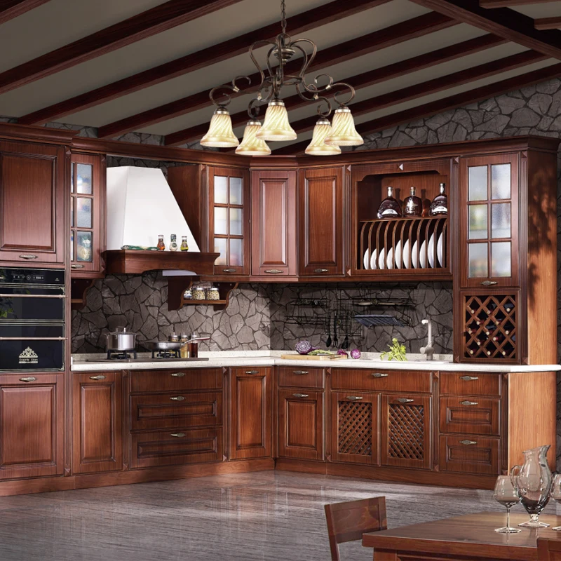 Американский стиль Домашний Деревянный Вишневый приподнятый кухонный шкаф