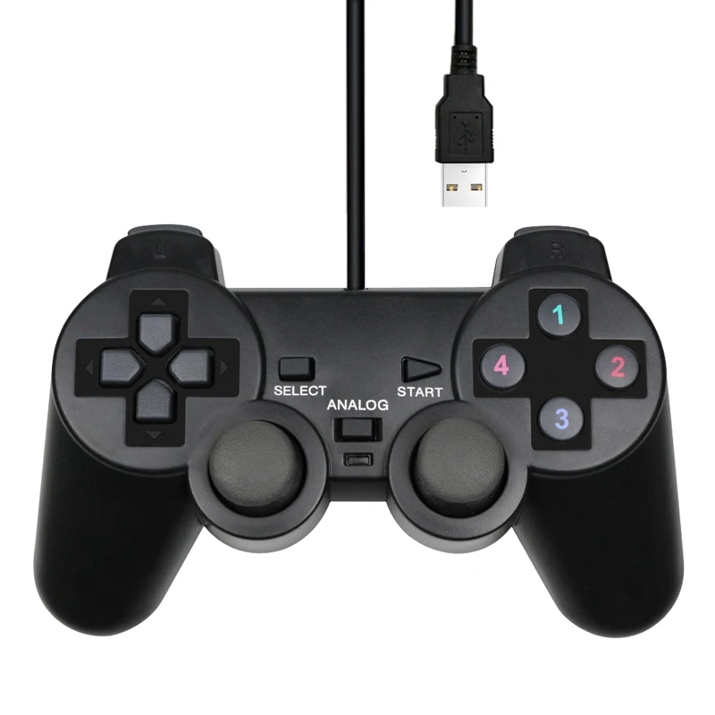 Wired USB PC Game Controller For WinXP/Win7/Win8/Win10 For PC Computer Laptop Black Gamepad Joystick 
