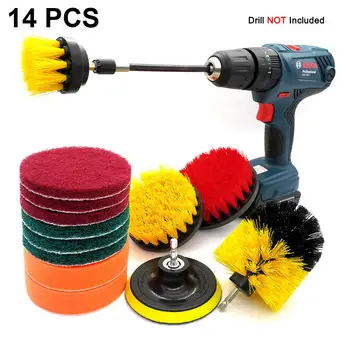 

14PCS Power-Scrubber-Brush-Set Attachment-Kit Bathroom-Drill For Cleaning