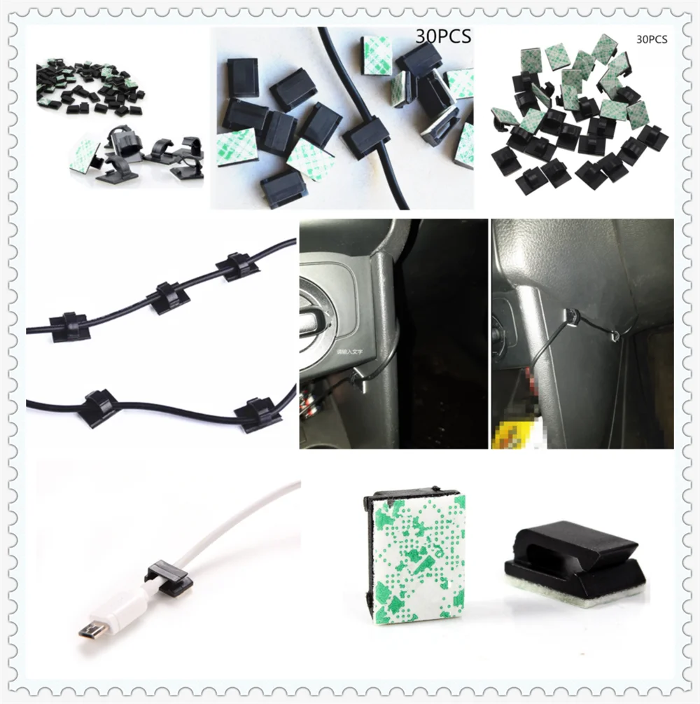 30Pcs auto parts clip storage bag cable holder paste for BMW X5 X6 F07 F09 E53 E70 X5 X3 X6 M M3 M5
