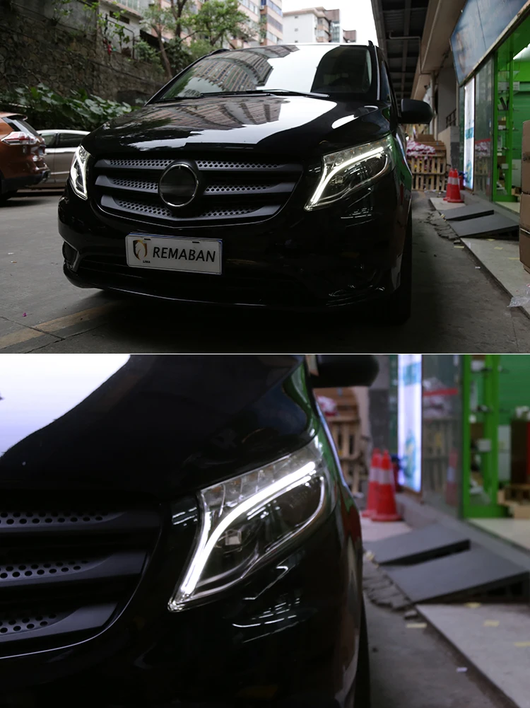 Автомобильный Стильный чехол для головного фонаря для Benz vito светодиодный фары светодиодный фонарь H7 D2H HID Angel Eye Bi Xenon луч
