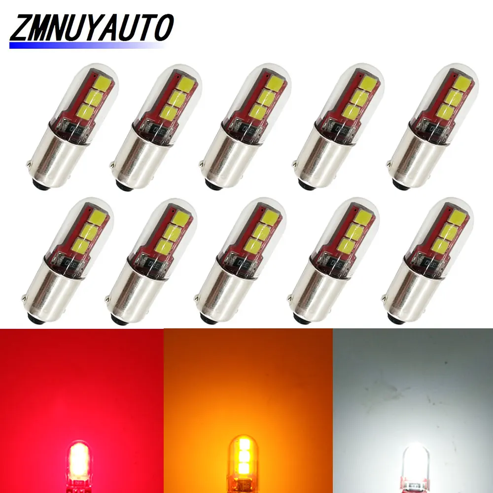 

10PCS BA9S LED T4W H6W 3535 LED Bulb Car Interior License Plate Light Marker Reading Door Auto Lamp White Red Yellow DC 12V