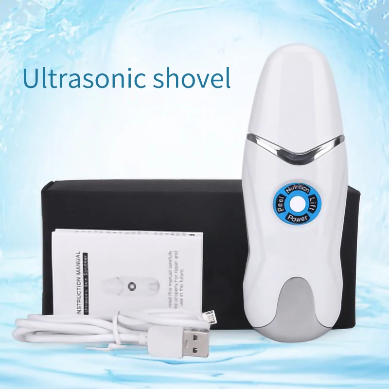 

USB New Type LED Ultrasonic Ion Deep Cleaning Skin Scrubber Peeling Shovel Facial Pore Cleaner Blackhead Remover Face-Lift Tool