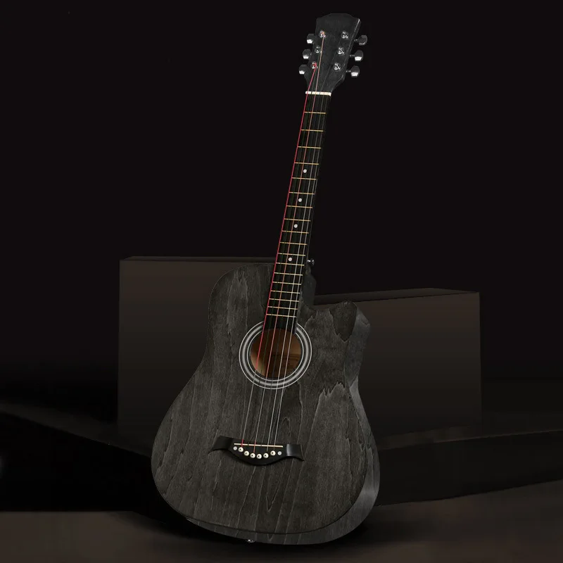 Color : Black Loivrn Beginner Entry Instrument Jita K101-38 Inch Purple Wood Native Guitar Guitar 38 Inch Folk Retro Elegant Guitar Handmade Solid Wood Acoustic Faceted Guitar Beginner Kit 