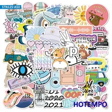 

50pcs Mix Colour Cute Fresh Simple Cartoon VSCO Style Decals Stickers Pack for Phone Laptop Luggage Stationery Scrapbook Sticker