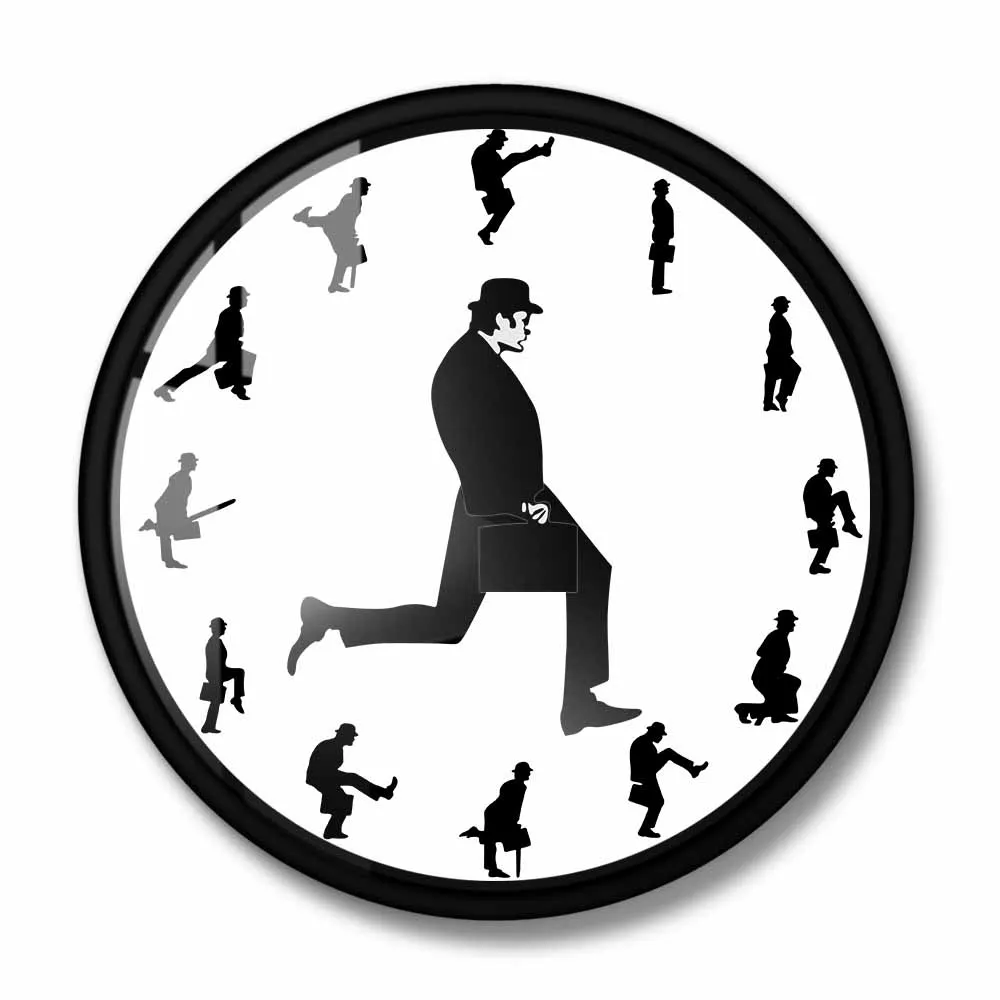 Silly Walks Comedian Funny Walking Novelty Wall Clock Watch Ministry of Comedy TV Series Home Decor Silent Clock For Bedroom 2
