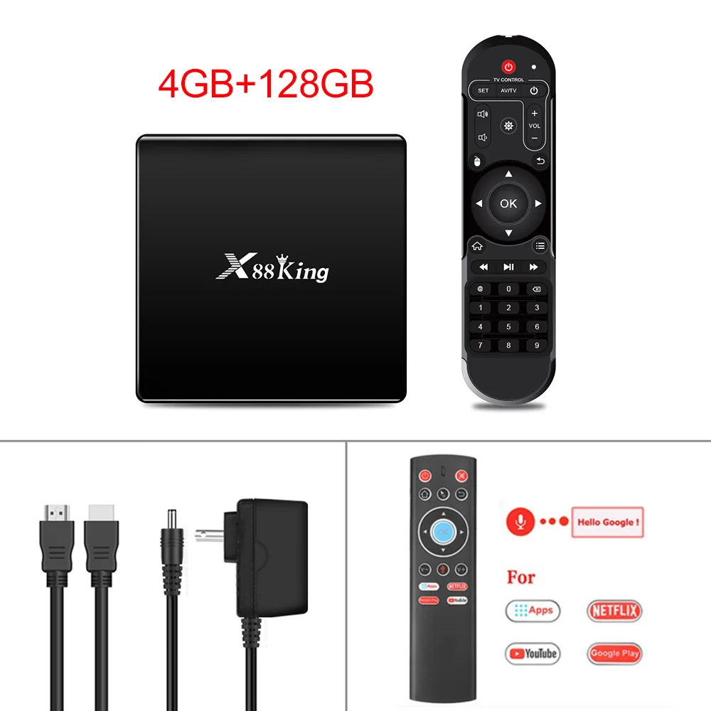 X88 King 4 ГБ 128 ГБ Amlogic S922X Смарт ТВ приставка Android 9,0 двойной Wifi BT5.0 1000M 4K 60fps USB3.0 Google PlayStore Netflix Youtube - Цвет: 4GB 128GB Black T1