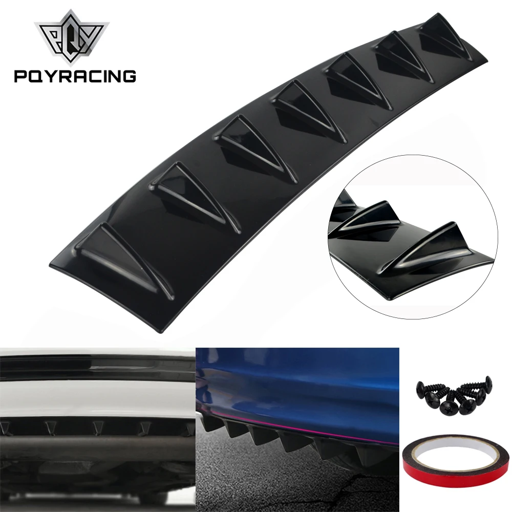 Universal Car Rear Bumper Lip Diffuser 7 Fin Shark Fin Style Car Back  Bumper Spoiler Lip Splitter Car-Styling ABS Plastic Top