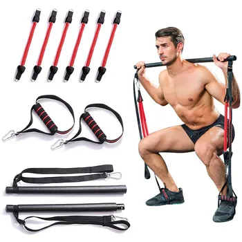 

HIINST Portable Home Gym Pilates Bar System Full Body Workout Equipment Training Kit Fitness Exercises Resistance Bands Men
