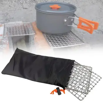 

2pcs Stainless Steel Barbecue Grill Net Non Slip Pot Rack Square Rectangle Meshes Grate Wire Net Camping Hiking Outdoor BBQ
