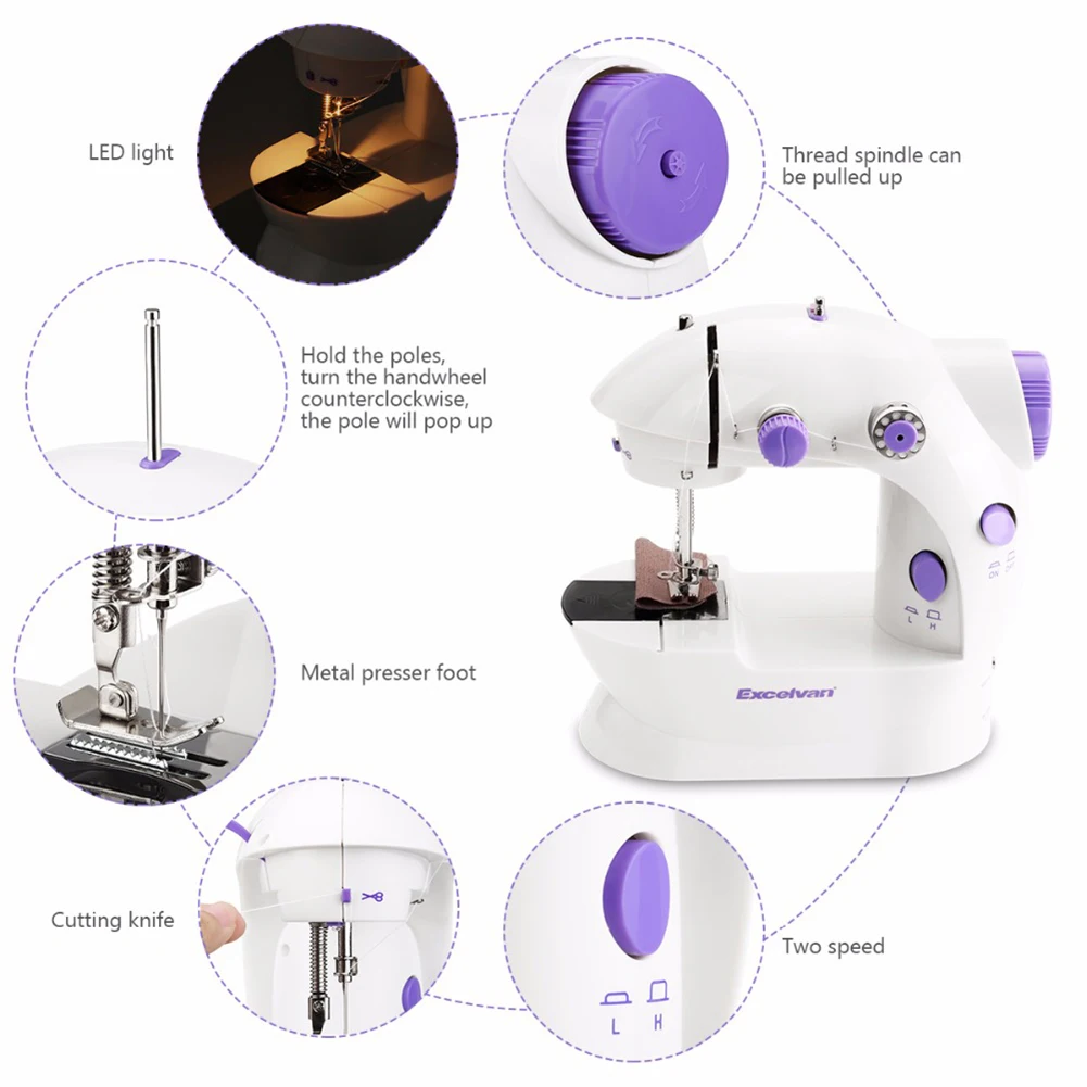 110V Portable Mini Hand Sewing Machine Household Electric Cordless Stitch Sewing Set for Quick Repairs DIY Clothes Stitchin