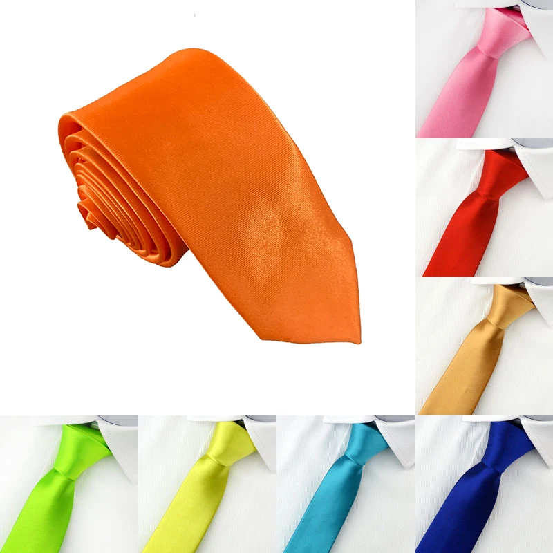 

High Quality Solid Color Narrow Neckwear Mens Skinny Silm Neck Tie Wedding Party Ties 5 cm width Ties Men's Ties