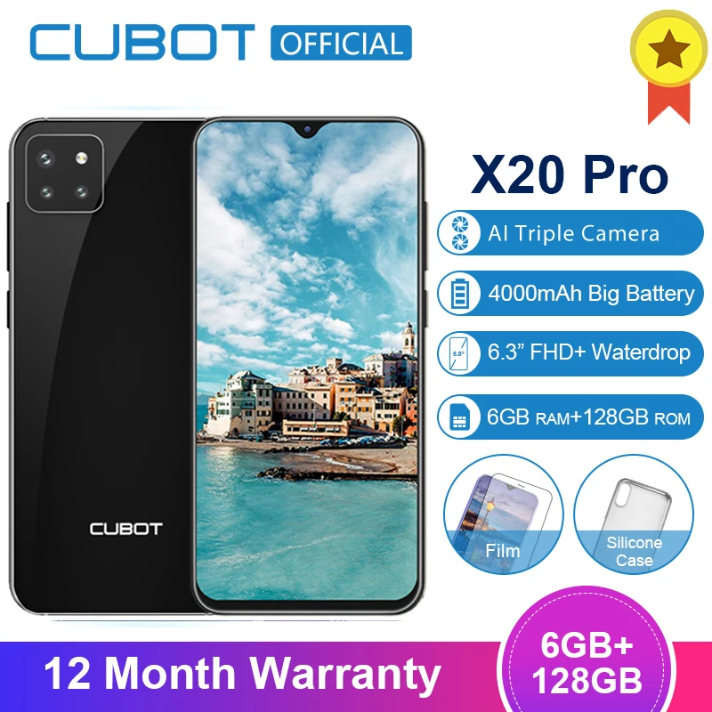  Cubot X20 Pro 4G Smartphone 6GB+128GB Android 9.0 FHD+ Waterdrop Screen AI Mode Triple Camera Face 