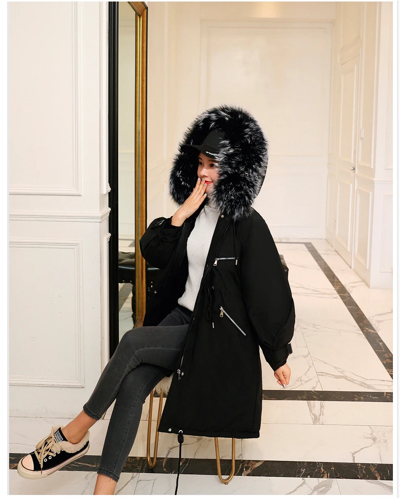 Зимние женские парки X-long Plus sizeM-3XL, пальто, утолщенные супер теплые женские куртки с большим меховым воротником, повседневная верхняя одежда, парки, пальто
