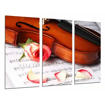 

Pink Violin and Score, Decoration Romatica, photo print on wood, modern picture decorative 26758