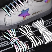 1pair Reflective Shoelaces Luminous Shoelaces Laser Sequin Weave Bracelet Sneakers Shoe Laces Adult Children Shoe Strings