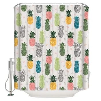 

Wind Pineapple Tropical Plants Summer Style Fruit Colorful Polyester Fabric Shower Curtain MAT 40X60CM
