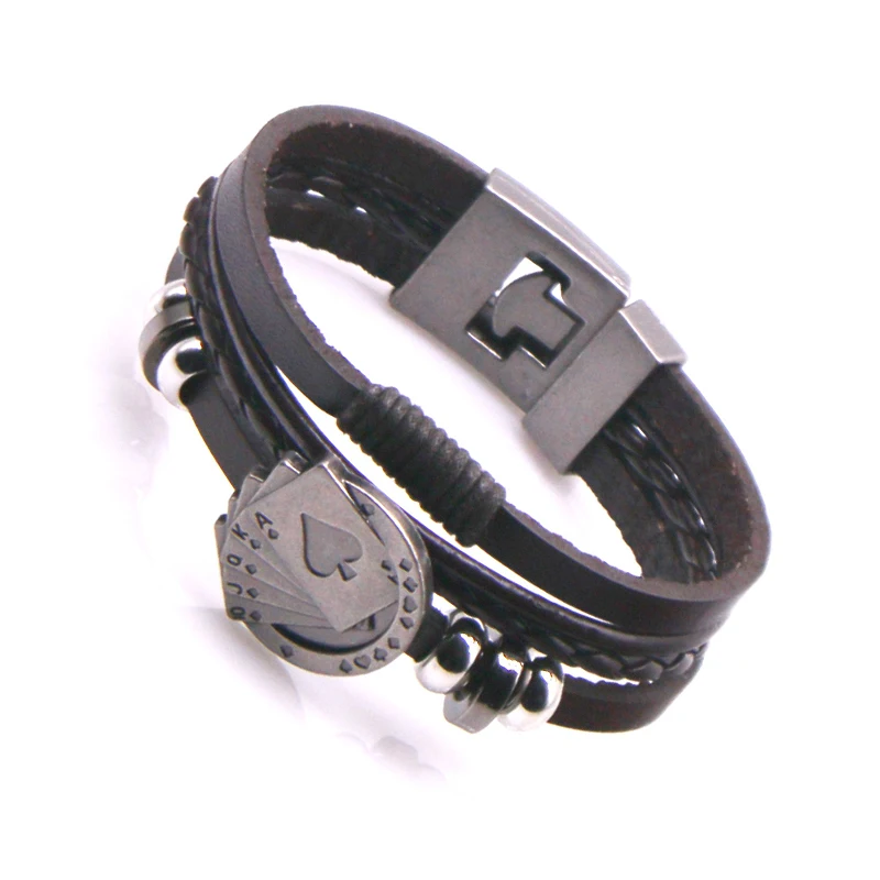 Men leather fashion bracelet New Classic Style Multi-layer Men Leather Bracelet Simple Black/Brown Neutral Accessories Hand-woven Jewelry Gifts