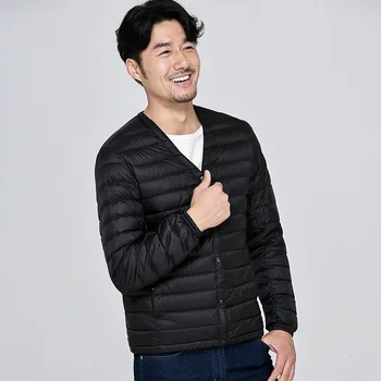 

2019 Man Down Jackets V Lead Long Sleeve Frivolous Fund Short Loose Coat Portable Male Fund