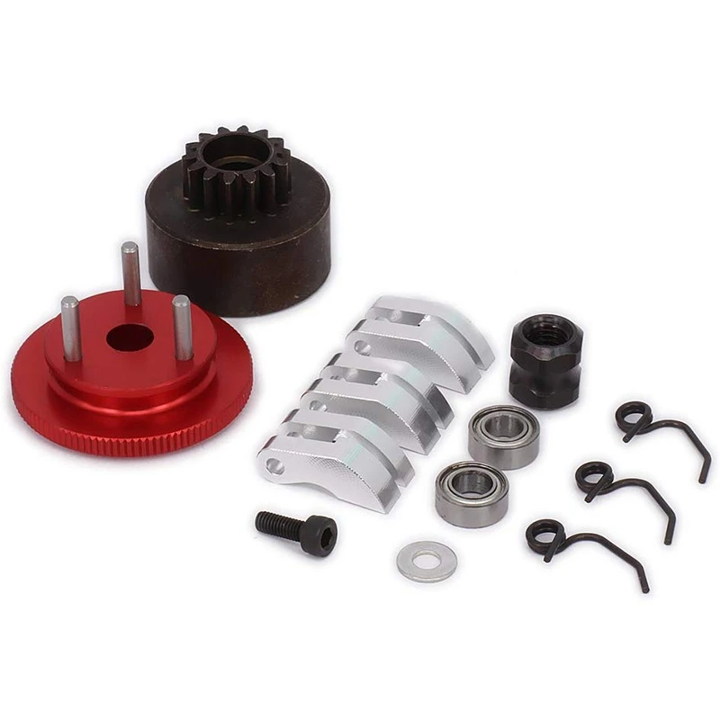 

Clutch Bell Shoes Bearing 14T Gear Flywheel Assembly Kit Set Springs Cone Engine Nut for 1/8 RC Car HPI HSP Traxxas Axial Himoto