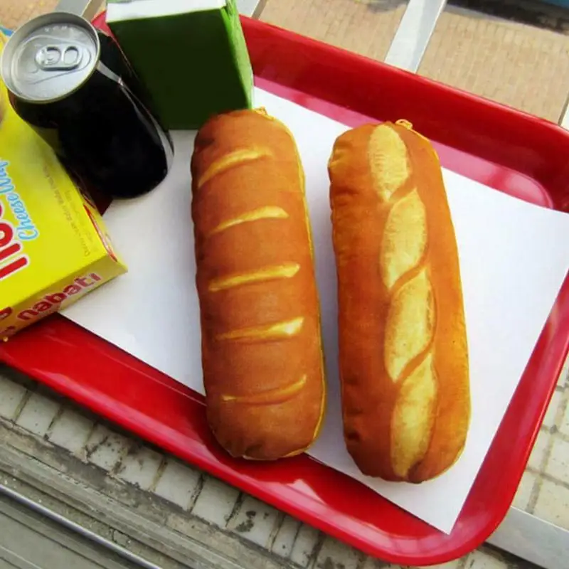 1pcs Simple Simulation Bread Pencil Bag Stationery Office Supplies Polyester Novelty Kawaii Gift For Children Trousse Stylo