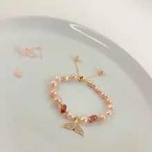 Модный золотой браслет из бусин в стиле барокко с натуральным пресноводным жемчугом, Женские Ювелирные изделия, новинка, ювелирные изделия в виде животных, рыбы, бижутерия для девочек, подарок