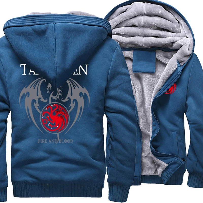Толстовка с изображением Игры престолов, мужская куртка с принтом дракари, зимняя Флисовая теплая толстовка, пуловер на молнии, Harajuku, уличная одежда, Топ