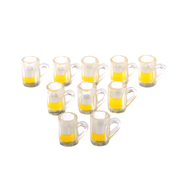 10 Pcs/set 1:12 dollhouse miniature kitchen beer glass food drink cups mug bar decor child pretend toys doll house accessories 1
