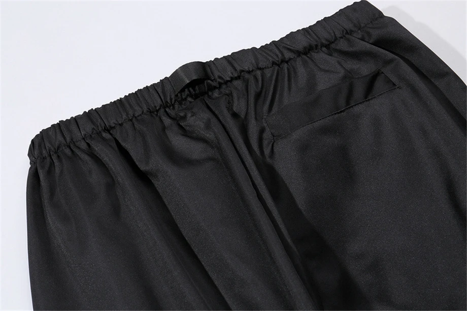 Мужские брюки для пробежек с эластичной резинкой на талии, брюки длиной до щиколотки, уличная лента, спортивные штаны, модные мужские черные брюки карго GM242