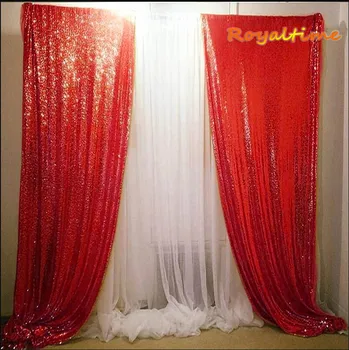 

Royaltime 2pc 2x8ft Red Sequin Backdrop Curtain Wedding Photobooth Photography Background Wedding Christmas Party Decoration