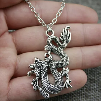 

1 Piece Necklaces For Women Dragon Pendant Necklace Bronze Silver Plated Color Vintage Jewelry Cool Man