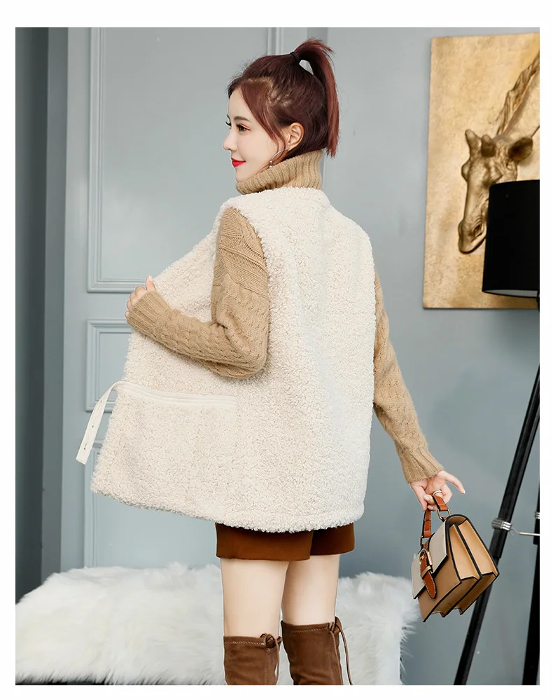 Lambs wool cotton vest women's fur vest new short women's vest jacket winter sheep fur vest JN954
