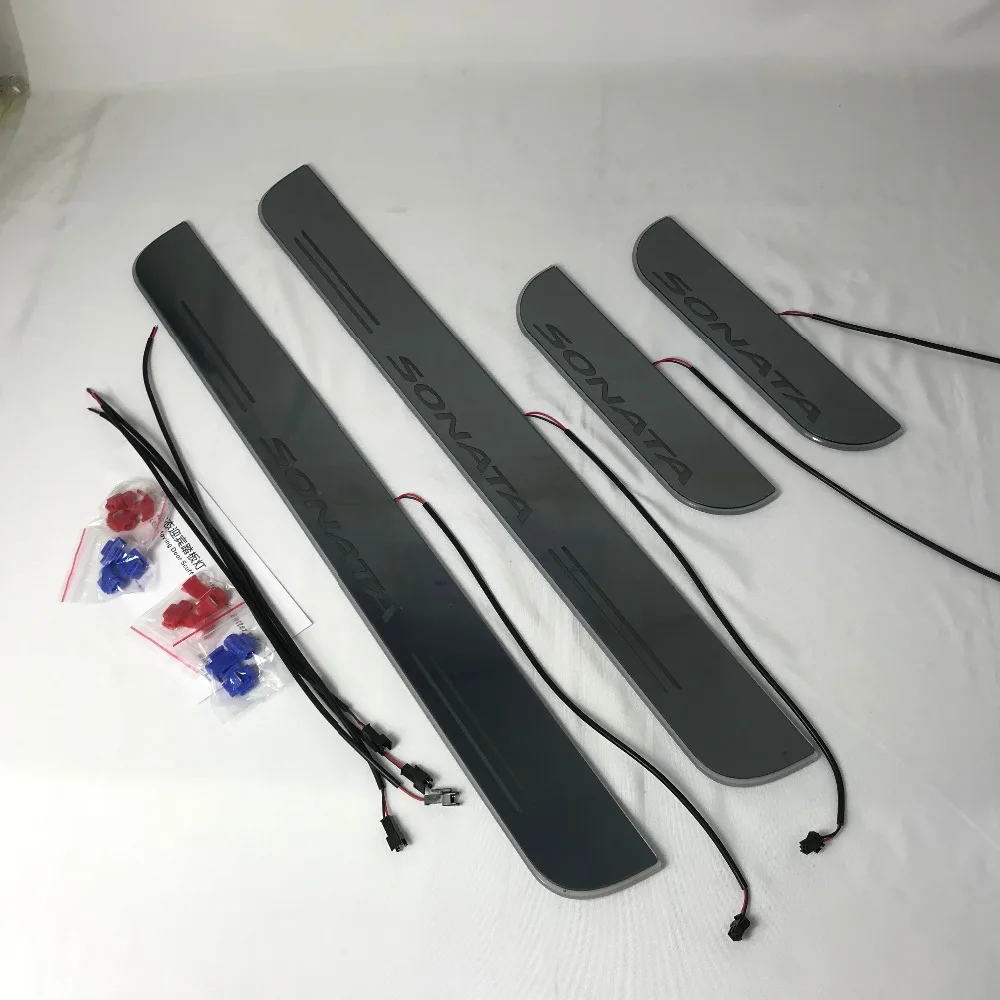 RQXR 4pcsled движущаяся дверь scuff Для hyundai Sonata динамический порог пластина плоская подкладка накладка течёт/неподвижный светильник, 2 шт