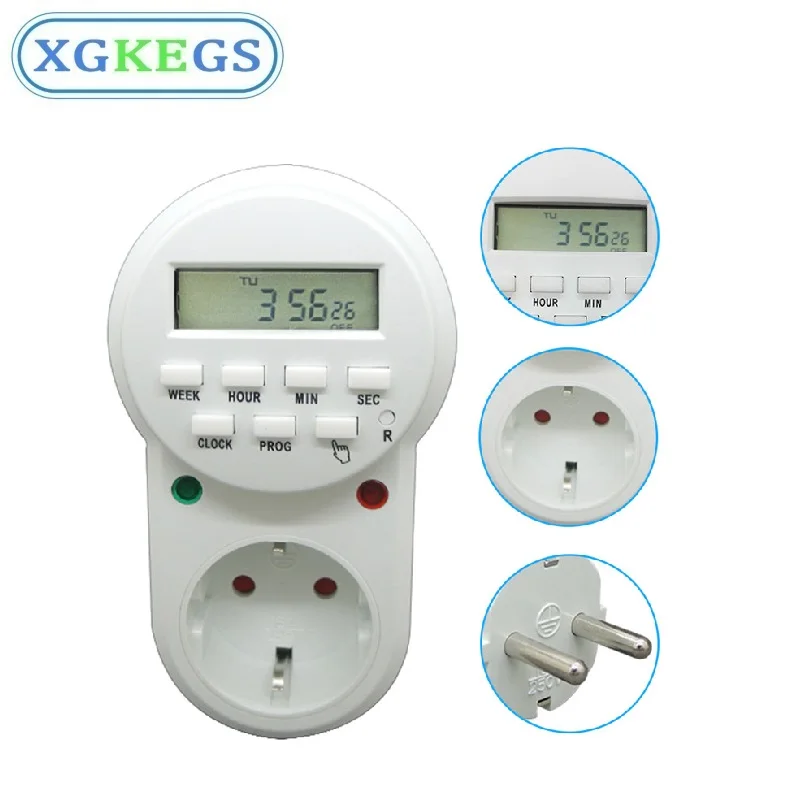 Digital Timer EU Russian Electronic Smart Outlet 220V 16A 7 Day 12/24 Hour Programmable Timing Socket Kitchen Fish Timer