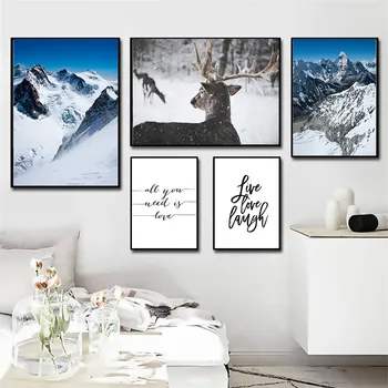

Snow Mountain Landscape Art Picture Home Decor Nordic Canvas Painting Wall Art Scenery Print and Poster for Living Room Painting