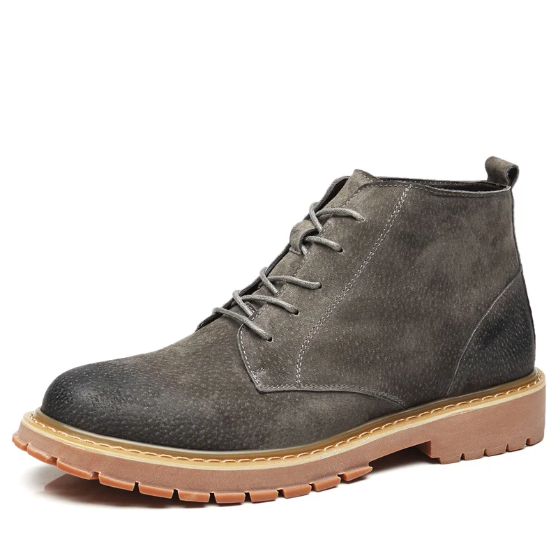 OSCO/мужские ботинки из натуральной кожи; сезон осень-зима; ботильоны; модная обувь на шнуровке; мужские деловые Повседневные высокие мужские ботинки - Цвет: BJ6800AS