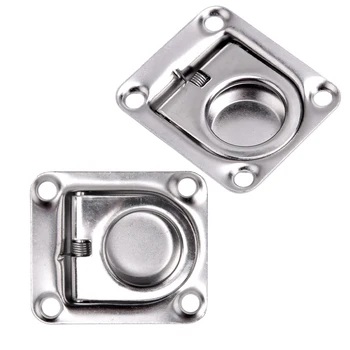 

2Pcs/Set Rectangular Recessed Spring-Loaded Flush Mount Pull Ring Hatch Latch Lift Handle for Boat Hatch