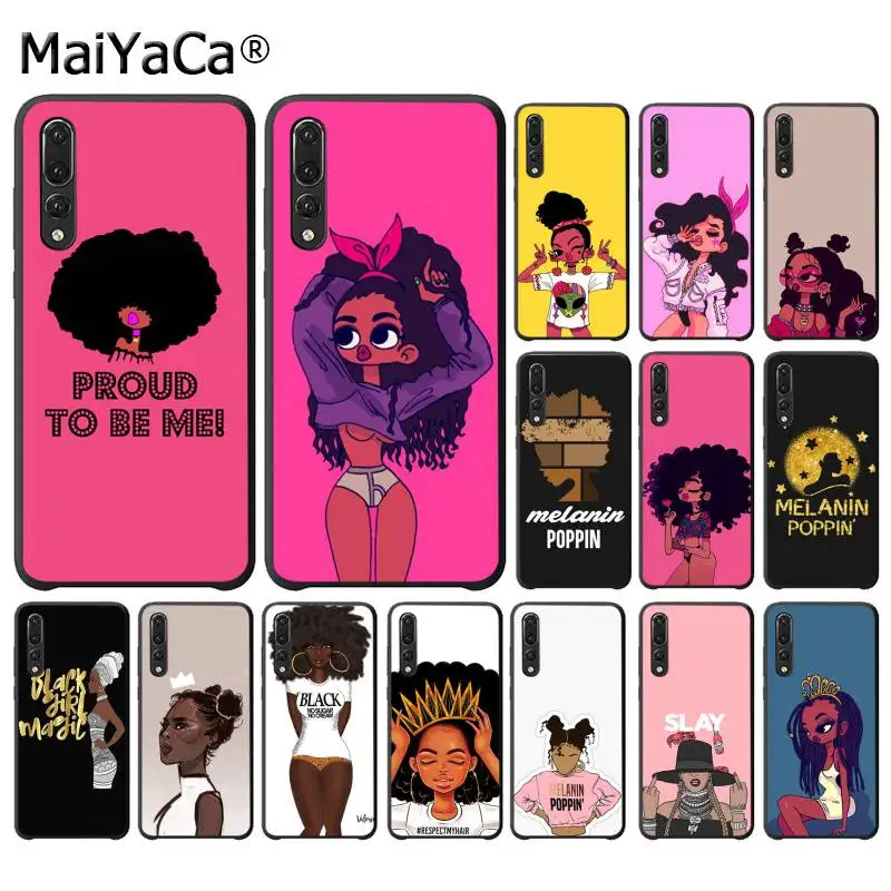 Стикер меланин Poppin Queen Black Girl чехол для телефона Huawei P9 10 lite P20 pro P30 Psmart mate 20
