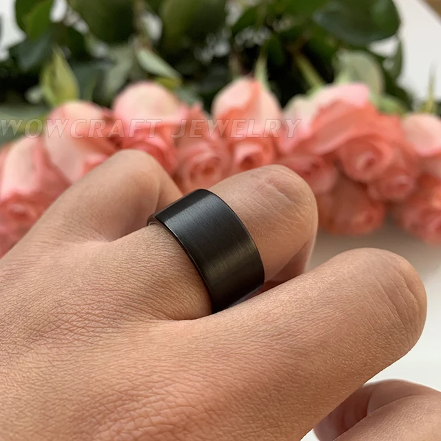 12mm Black Brushed Tungsten Carbide  with Flat Band Matte Surface  3