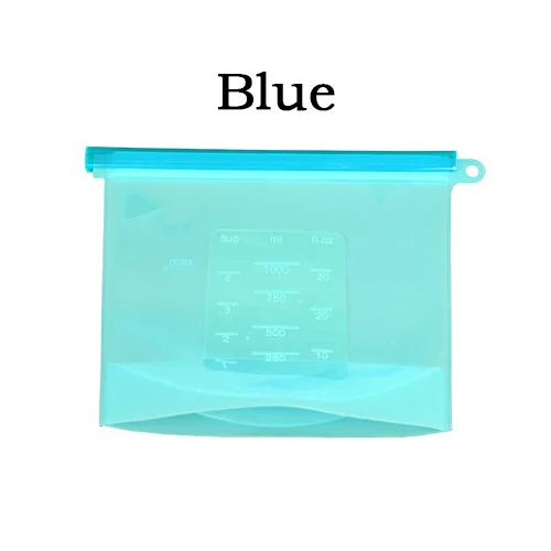 BLUE 4 шт., кухонная сумка для хранения пищевых продуктов, силиконовая сумка для сохранения еды, сумка для холодильника, сумка для СВЧ-печи с подогревом, универсальная сумка для приготовления пищи - Цвет: BLUE