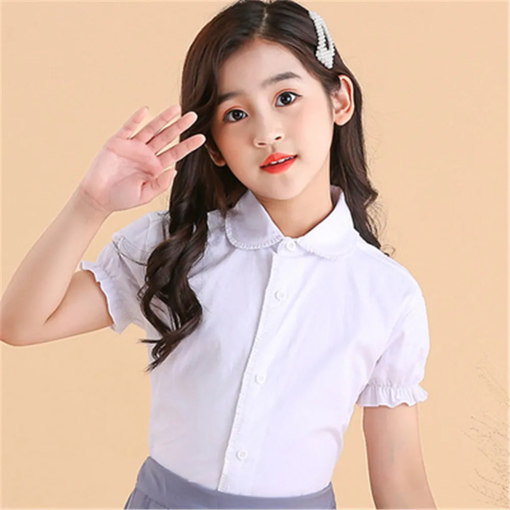Baby Toddler Teenager School Girls Blouse Shirt Girl Tops Cotton Shirts For Kids Children 6 8 10 12 Years
